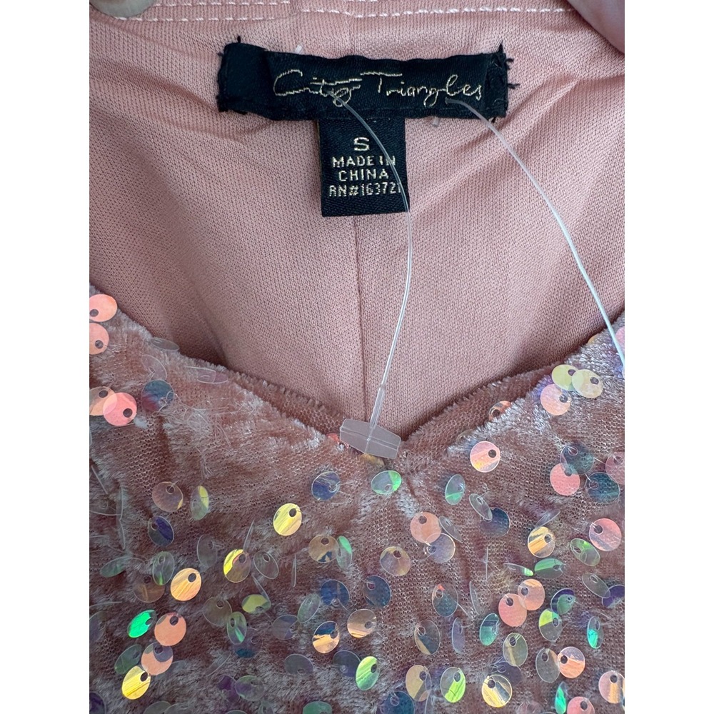 City Triangles Party‎ Dress Junior's Sml Rose Sequin Crisscross Back Y2k - Picture 8 of 9